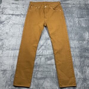 Levis 501 Jeans New Mens Original Button Fly Mustard Brown Stretch 30 X 32 NEW